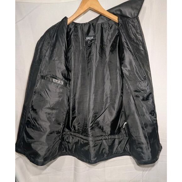 Burk's Bay Womens Leather Full Zip Jacket Sz XL Black Moto Edgy Minimalist - Picture 5 of 11